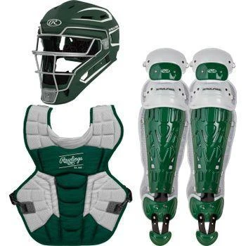 Rawlings Youth Dark Green/White VELO 2.0 Catcher's Gear Box Set: CSV2Y-DG / W