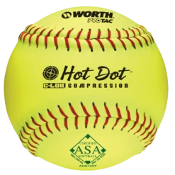 Worth 12" ASA Hot Dot Slowpitch Softballs (Dozen): AHD12SY