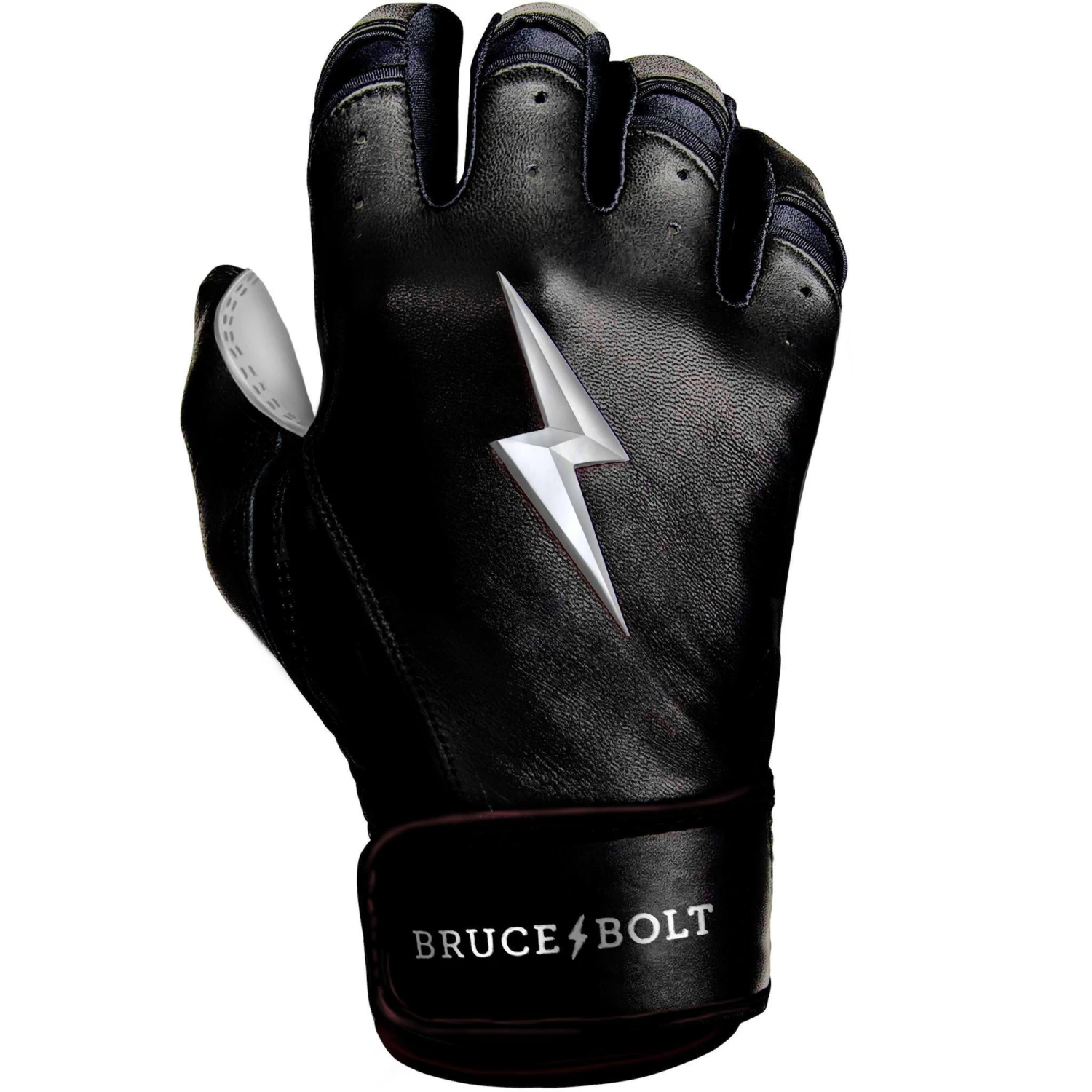 Bruce Bolt PREMIUM PRO Chrome Series Short Cuff Batting Gloves: Black - Image 4