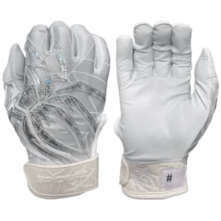 2022 Spiderz PRIZM Batting Gloves: White/Silver