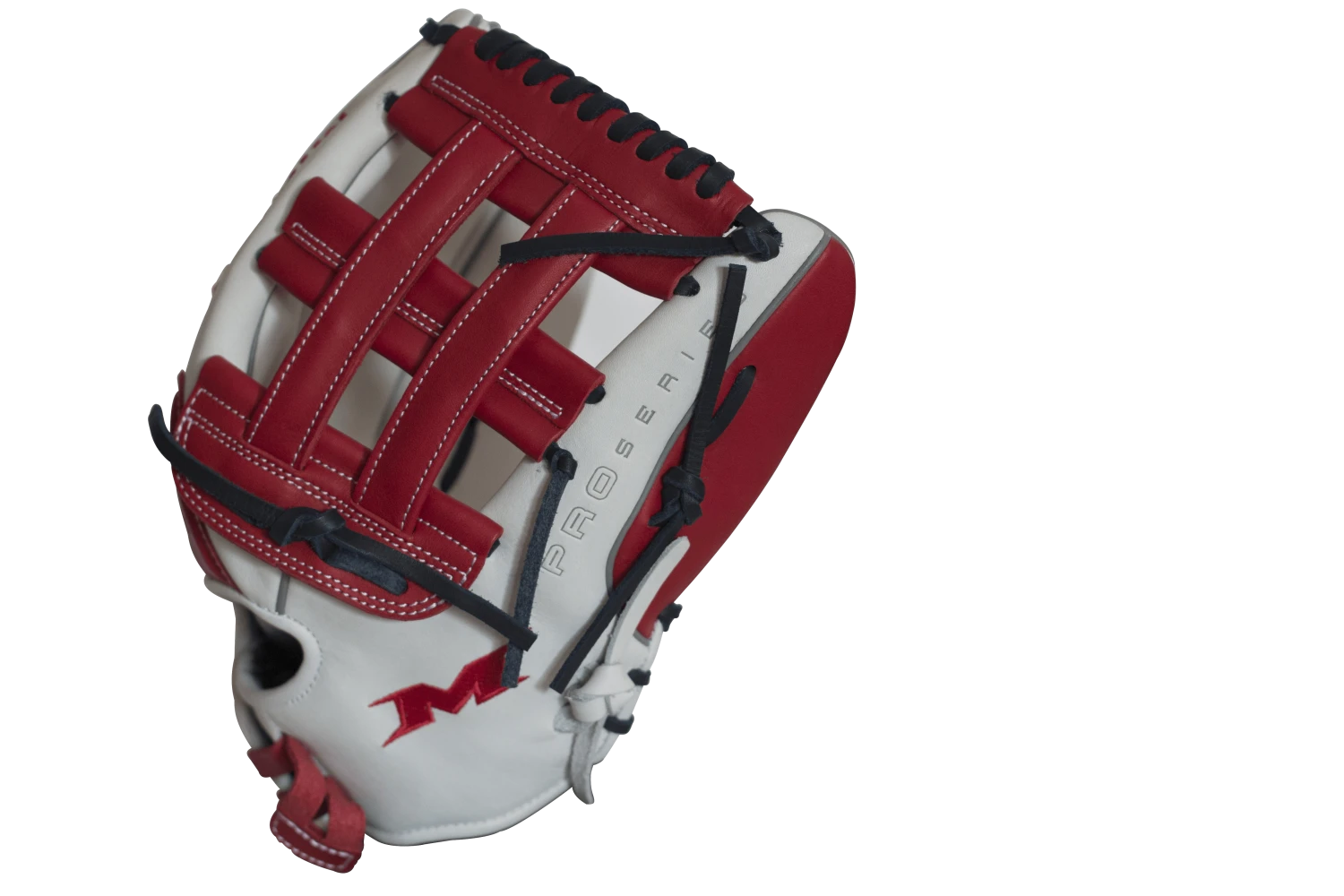Miken Pro Series 14β³ Slow Pitch Fielding Glove β White/Scarlet/Navy: PRO140WSN - Image 2