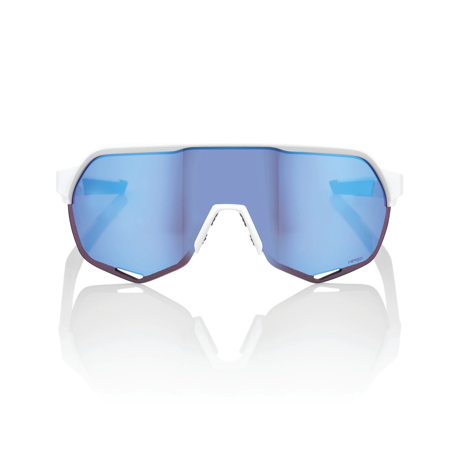 100% S2 Sunglasses Matte White - HiPER Blue Multilayer Mirror Lens - Image 2