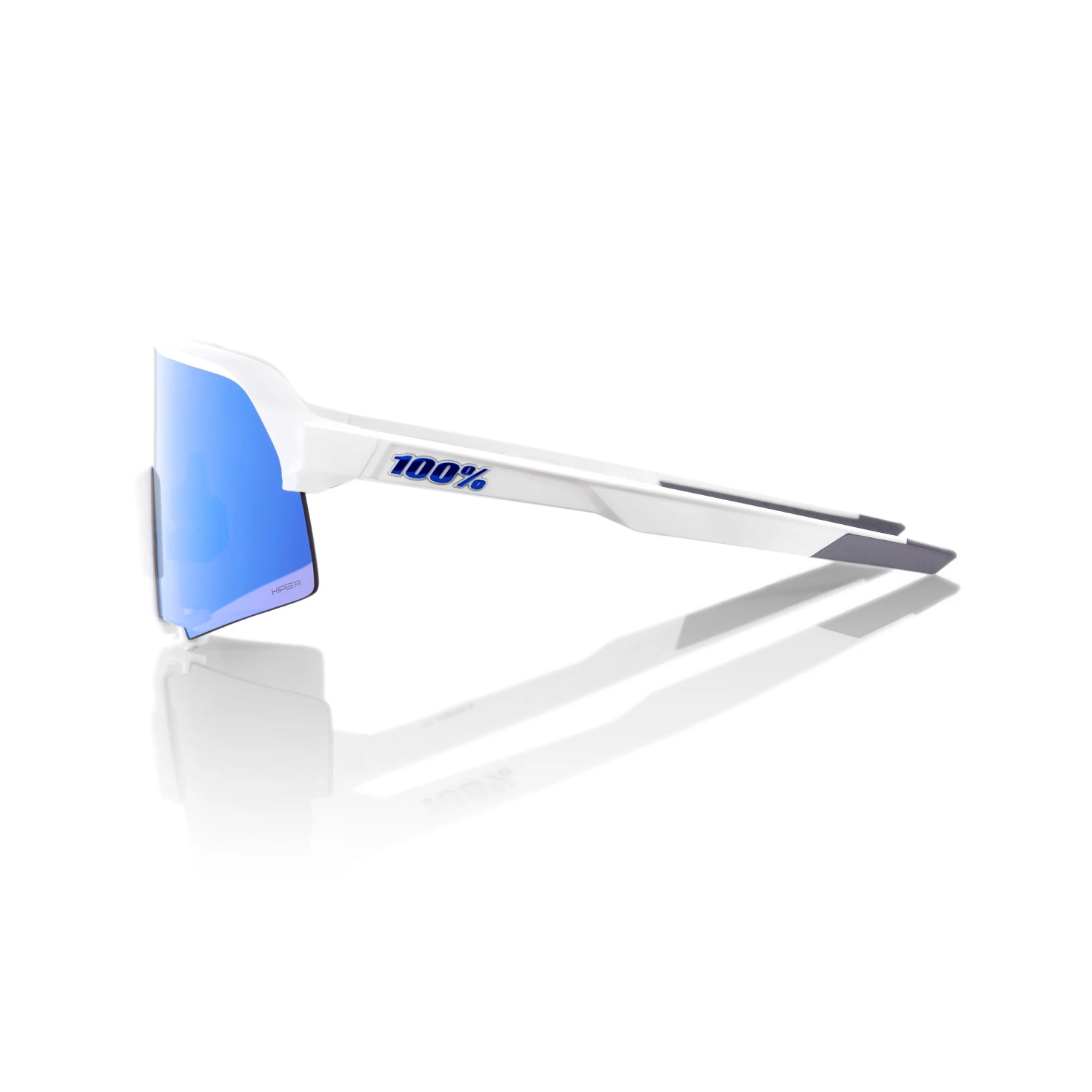 100% S3 Sunglasses Matte White - HiPER Blue Multilayer Mirror Lens - Image 3