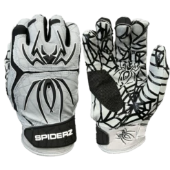2023 Spiderz HYBRID Batting Gloves: Silver/Black