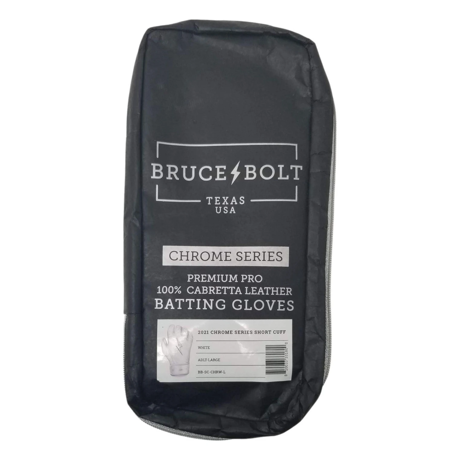 Bruce Bolt PREMIUM PRO Chrome Series Short Cuff Batting Gloves: Black - Image 3