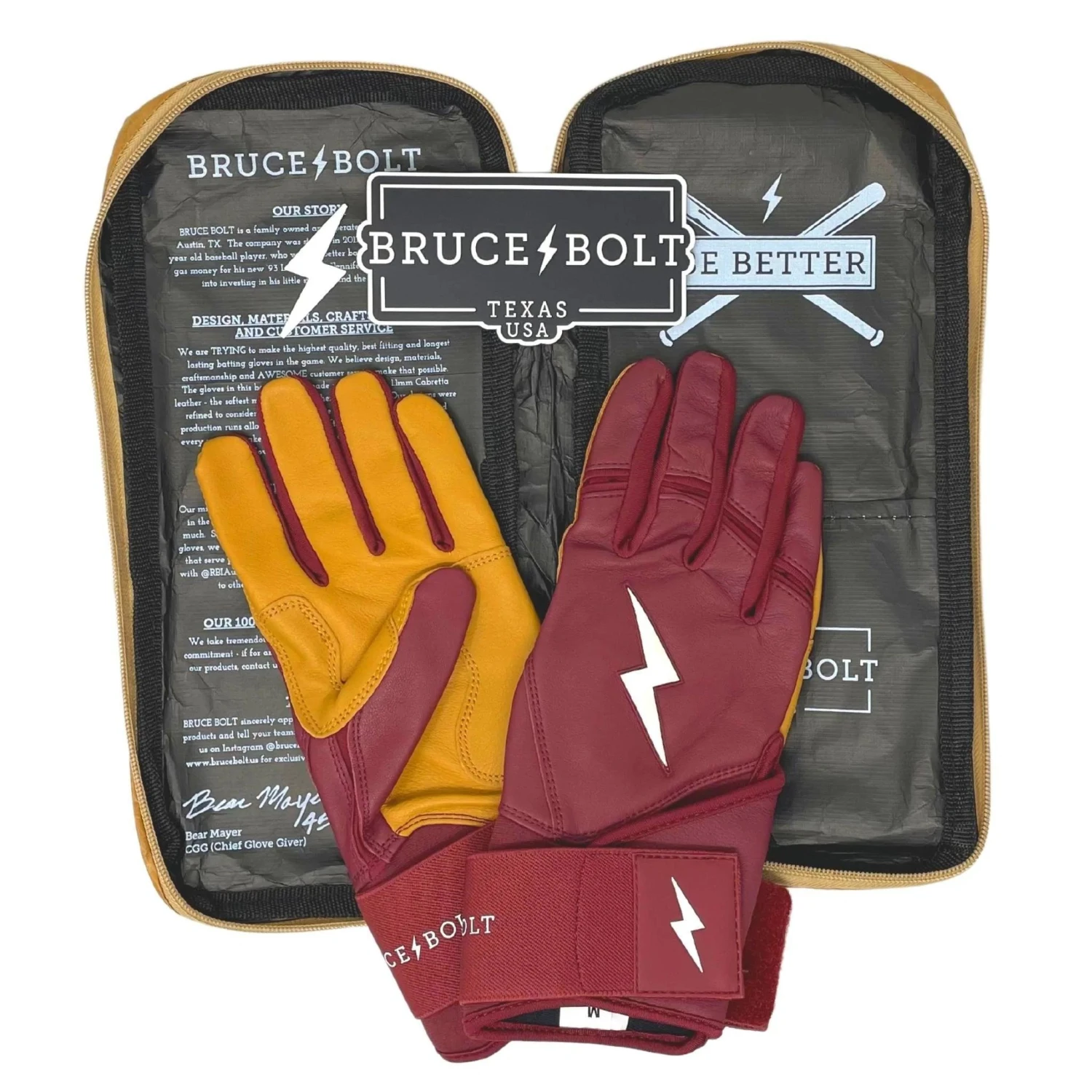 Bruce Bolt PREMIUM PRO Long Cuff Batting Gloves: Maroon - Image 5