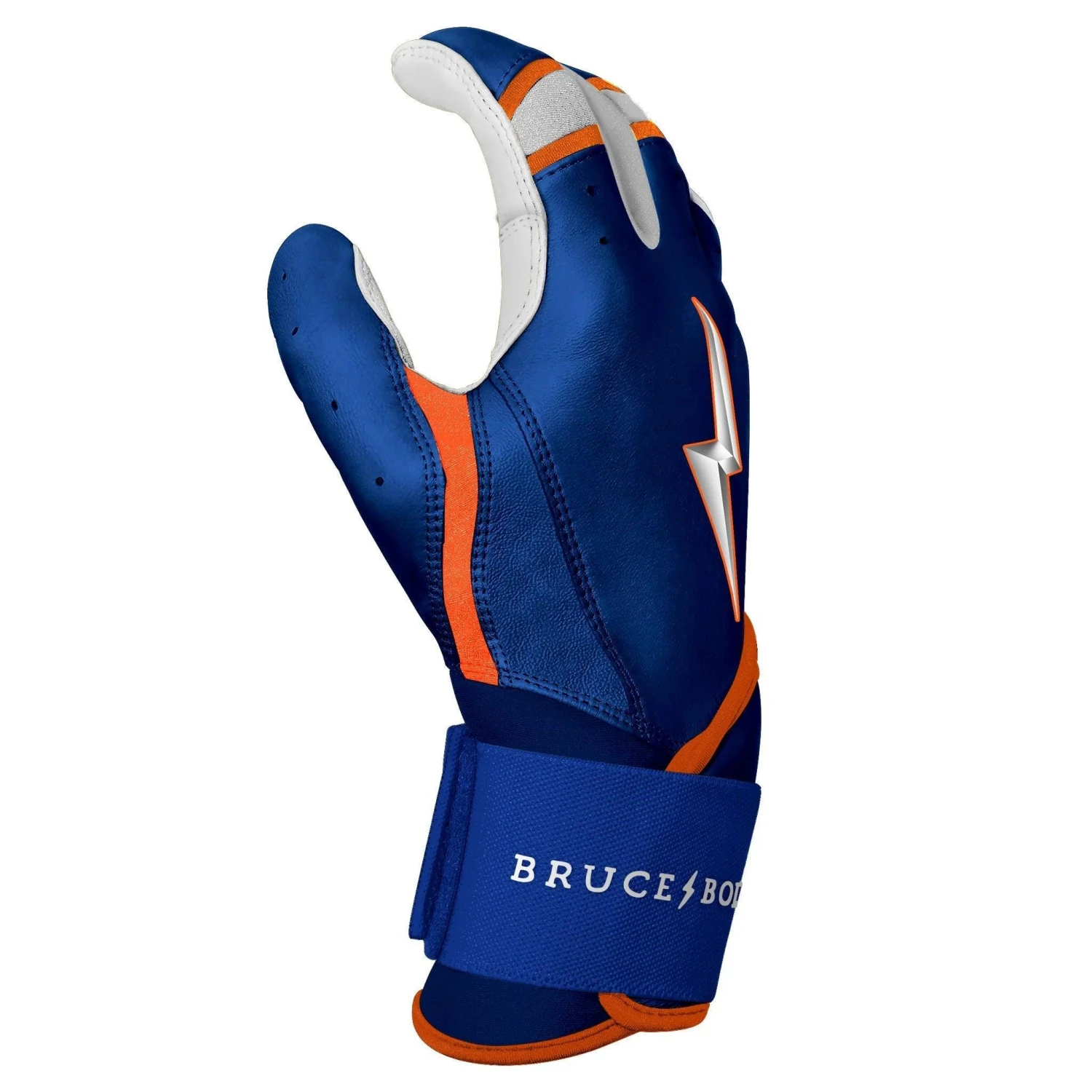 Bruce Bolt PREMIUM PRO NIMMO Long Cuff Batting Gloves: Mets Blue - Image 7